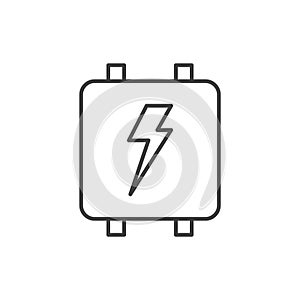 Electricity meter icon. A simple image of an electricity meter with a lightning symbol. Vector over white background.