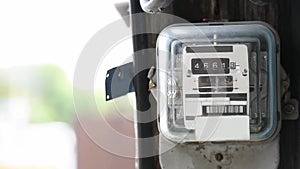 Electricity meter installed on concrete poles are rotated according to use