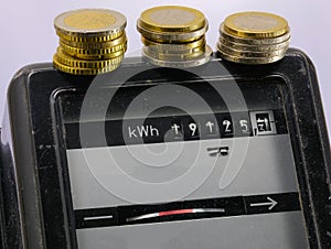 Electricity meter and kwh measure with European coins