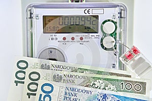 Electricity meters and payment for energy consumption.