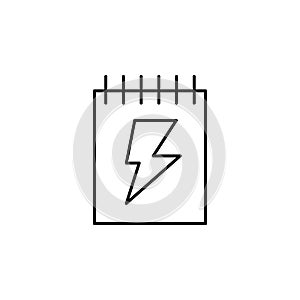 electricity, notebook icon. Element of electricity for mobile concept and web apps illustration