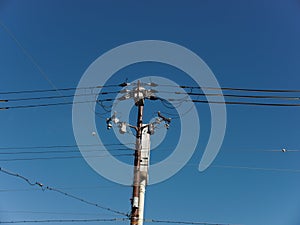 Electricity Pole on blue sky