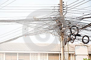 Electricity poles in urban of Thailand