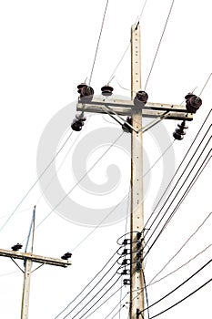 Electricity post isolated on white