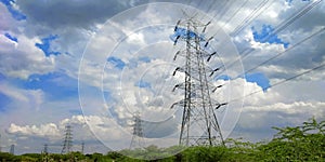 Electricity Posts with blue sky