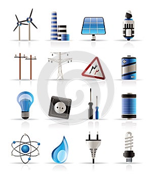 Elettricità energia un energia icone 