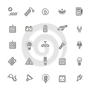 Electricity, power and energy. Vector icons