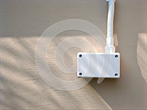 Electricity power line  box on the wall for outside ,white box of electric home