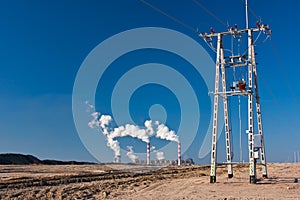 Electricity, power line and power plant