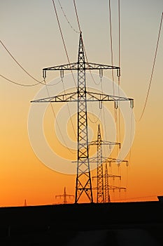 Electricity power lines in Baden Wuerttemberg, Germany