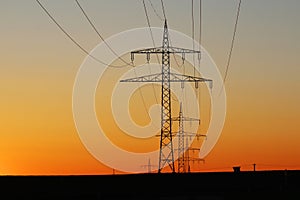 Electricity power lines in Baden Wuerttemberg, Germany