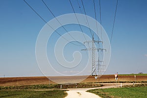 Electricity power lines in Baden Wuerttemberg, Germany