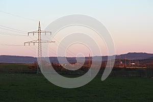 Electricity power lines in Baden Wuerttemberg, Germany