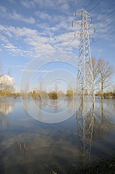 Electricity Power Lines in flood