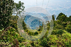 Electricity power lines in the forest at Uluguru Mountains in Morogoro Town, Tanzania