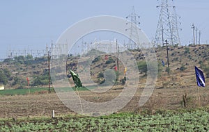 Electricity Power Lines on the Hills and Fields below it