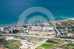 Electricity power plant on sea background. ELECTRICITY FACTORY HERAKLION