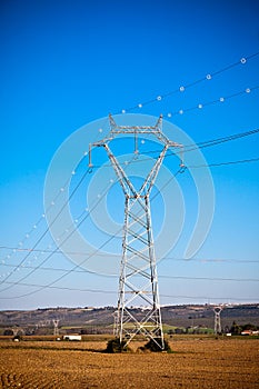 Electricity Power Pylons at a Beautiful Countryside
