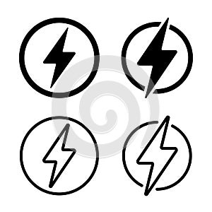 Electricity power symbol or icon vector design template, high voltage electric shock danger sign illustration