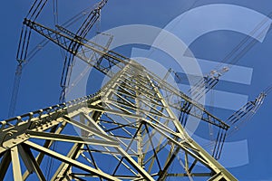 Electricity price, Illustration consisting of electricity pylon and Euro symbol