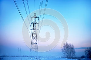 Electricity pylon in fog