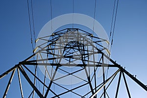Electricity pylon looking up