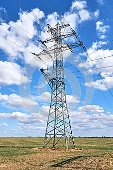 An electricity pylon with medium voltage power lines