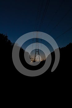 Electricity pylon over woodland photo