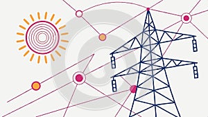 Electricity pylon, power lines, and industrial energy vector design Generative AI