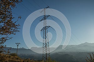 Electricity pylon transmission lines photo