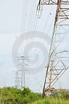 Electricity pylons.
