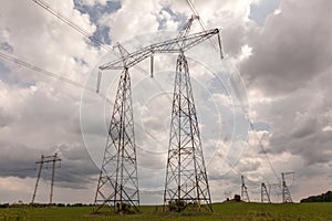 Electricity pylons and cable lines