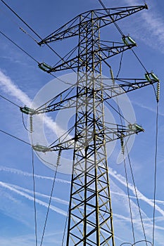 Electricity pylons conducting current