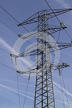 Electricity pylons conducting current