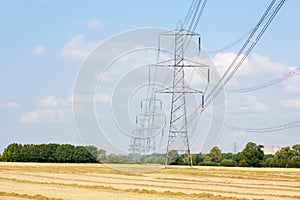 Electricity pylons in countryside