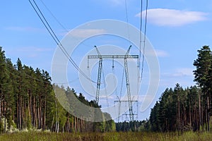Electricity pylons, high voltage. Steel construction