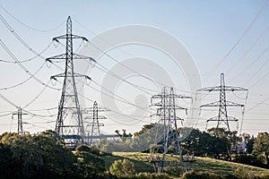 Electricity pylons in a rural setting