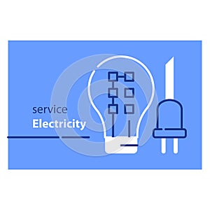 Electricity services concept, electric equipment, save energy, LED light bulb