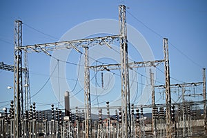 electricity station transfering wires pylons electric enegy