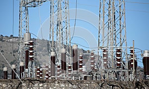 electricity station transfering wires pylons electric enegy