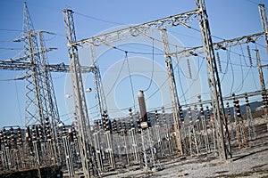 electricity station transfering wires pylons electric enegy