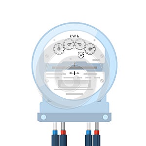 Electricity supply meter, electric meter icon, analog counter