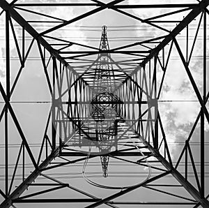 Electricity tower  in black and white