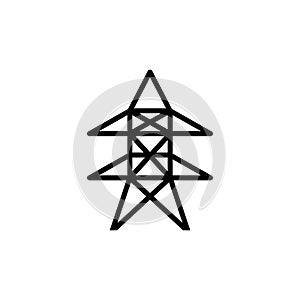 Electricity Tower icon vector. Transmission Tower illustration sign. Power Lines symbol. Electrical Lines logo.