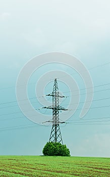 Electricity tower and power wires