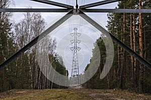 Electricity tower in Warsaw city, Poland