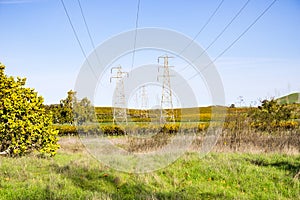 Electricity towers in the afternoon light, Livermore, east San Francisco bay area, California
