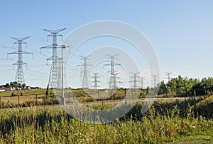 Electricity towers in the horizon