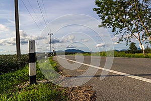 Electricity transmission line along rural road