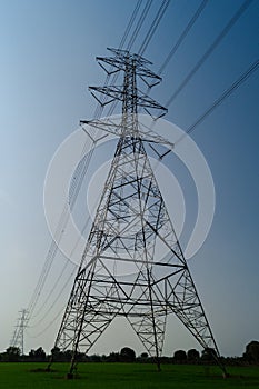 Electricity transmission pylon.